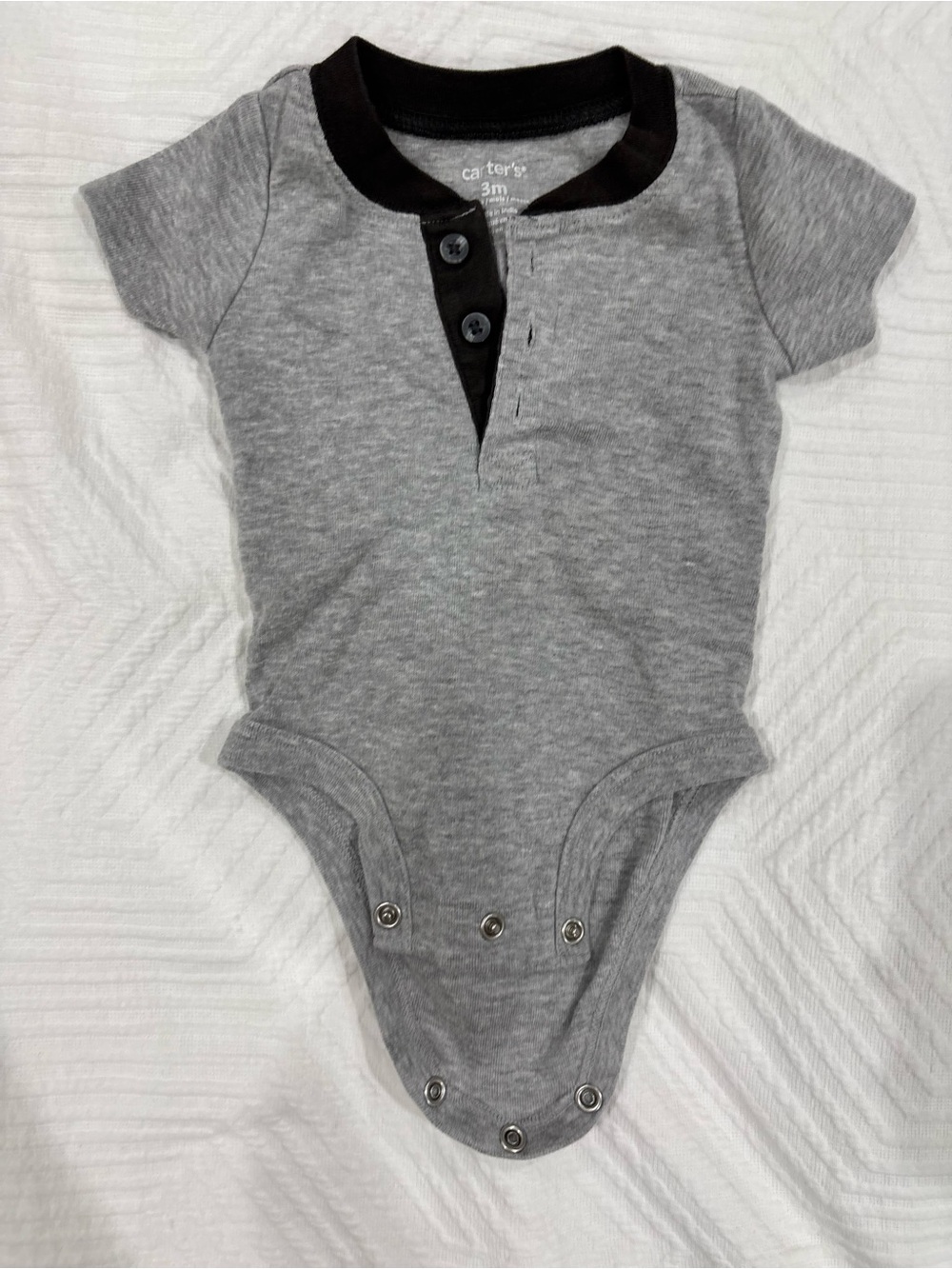 Carter's Gray and Black Short-Sleeve Henley One-Piece